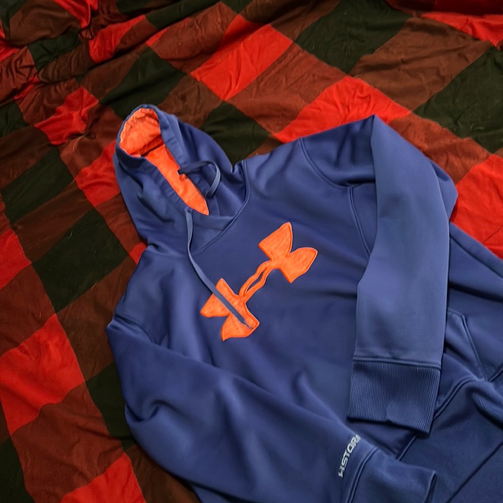 Under armour hoodie - women’s large - really good condition - blue / coral